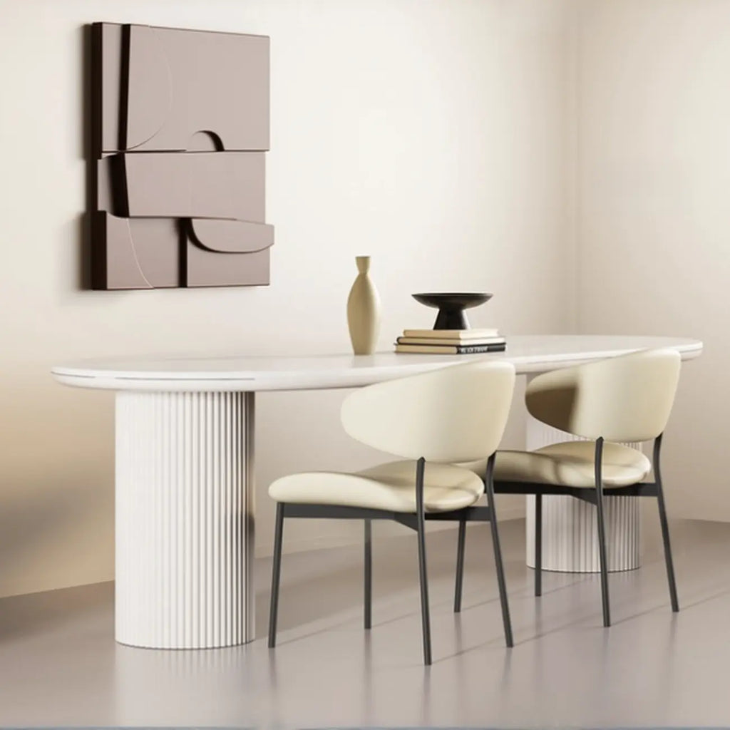 Chaises de salle à manger contemporaines rembourrées, incurvées et sans accoudoirs