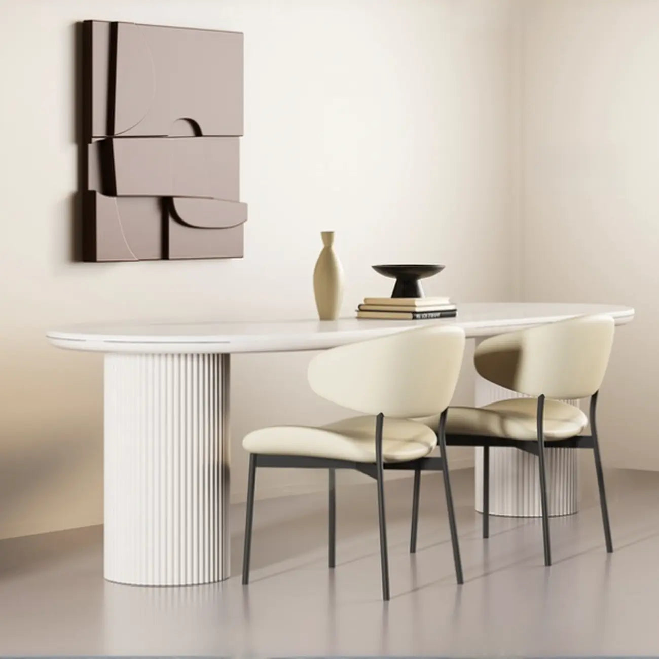 Chaises de salle à manger contemporaines rembourrées, incurvées et sans accoudoirs