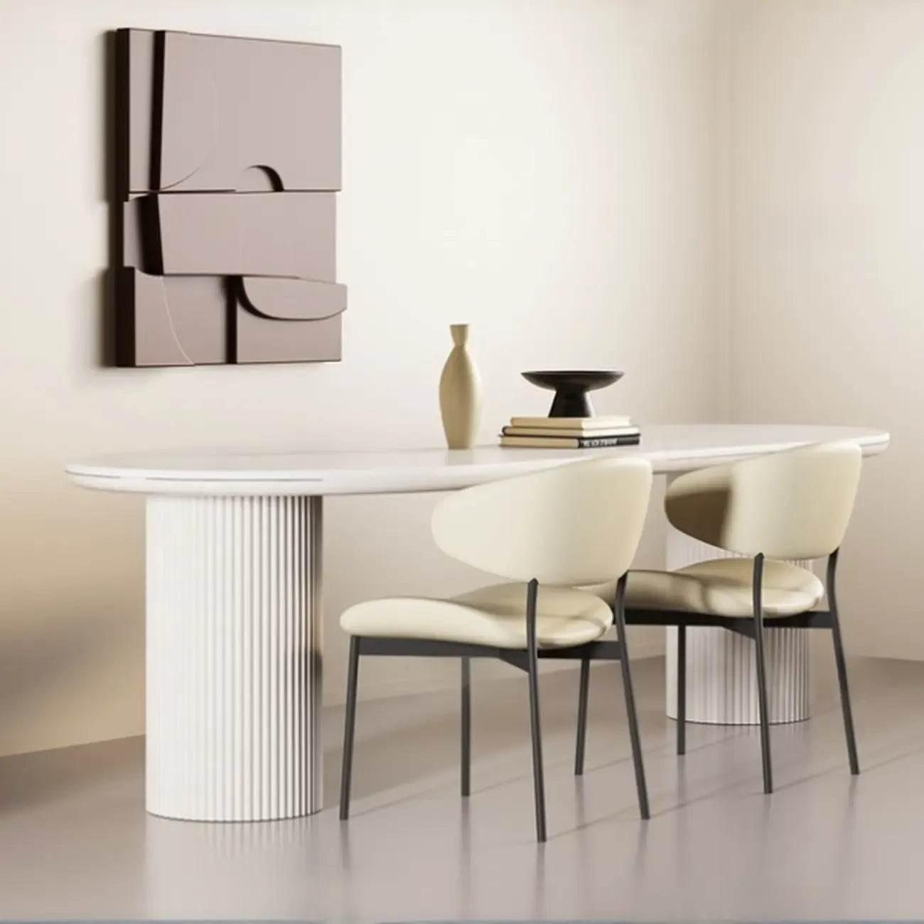 Chaises de salle à manger contemporaines rembourrées, incurvées et sans accoudoirs