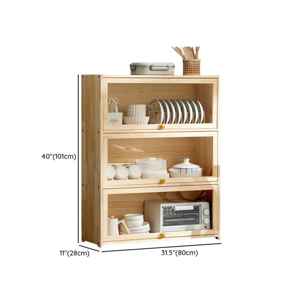 vaisselier de cuisine en bois naturel à plusieurs étagères