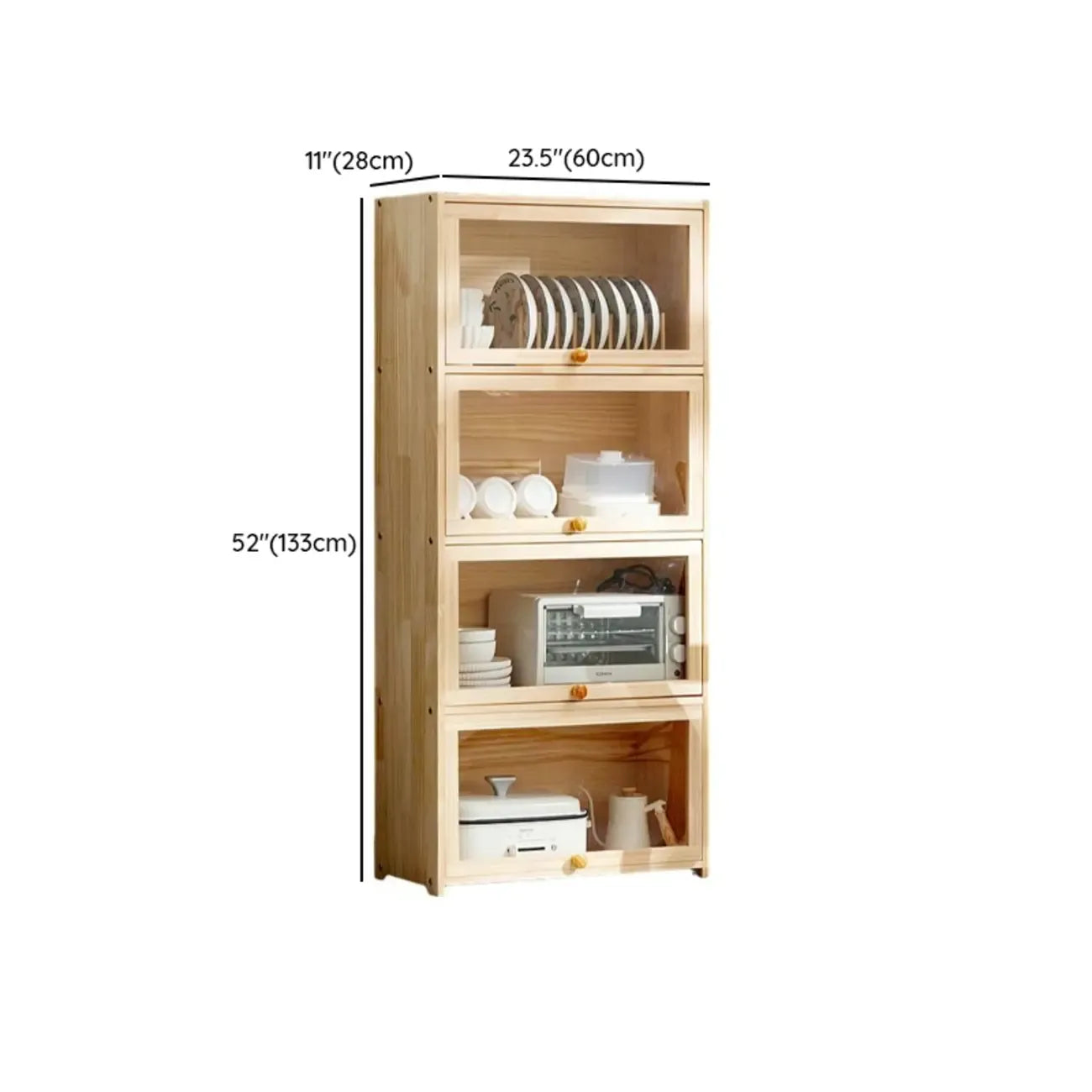 vaisselier de cuisine en bois naturel à plusieurs étagères