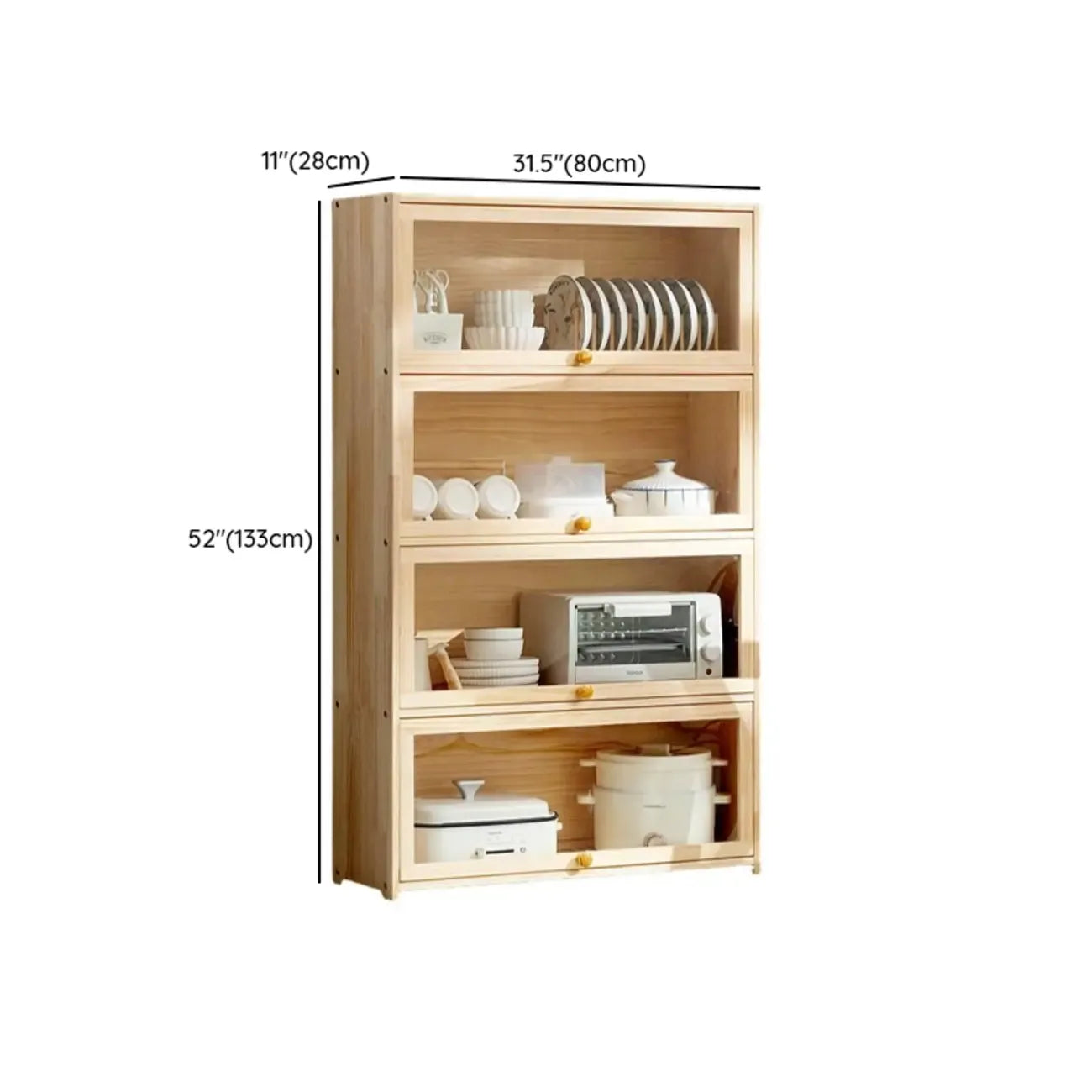 vaisselier de cuisine en bois naturel à plusieurs étagères