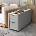 Table d'appoint compacte en bois massif avec plateau en pierre kaki et 2 tiroirs