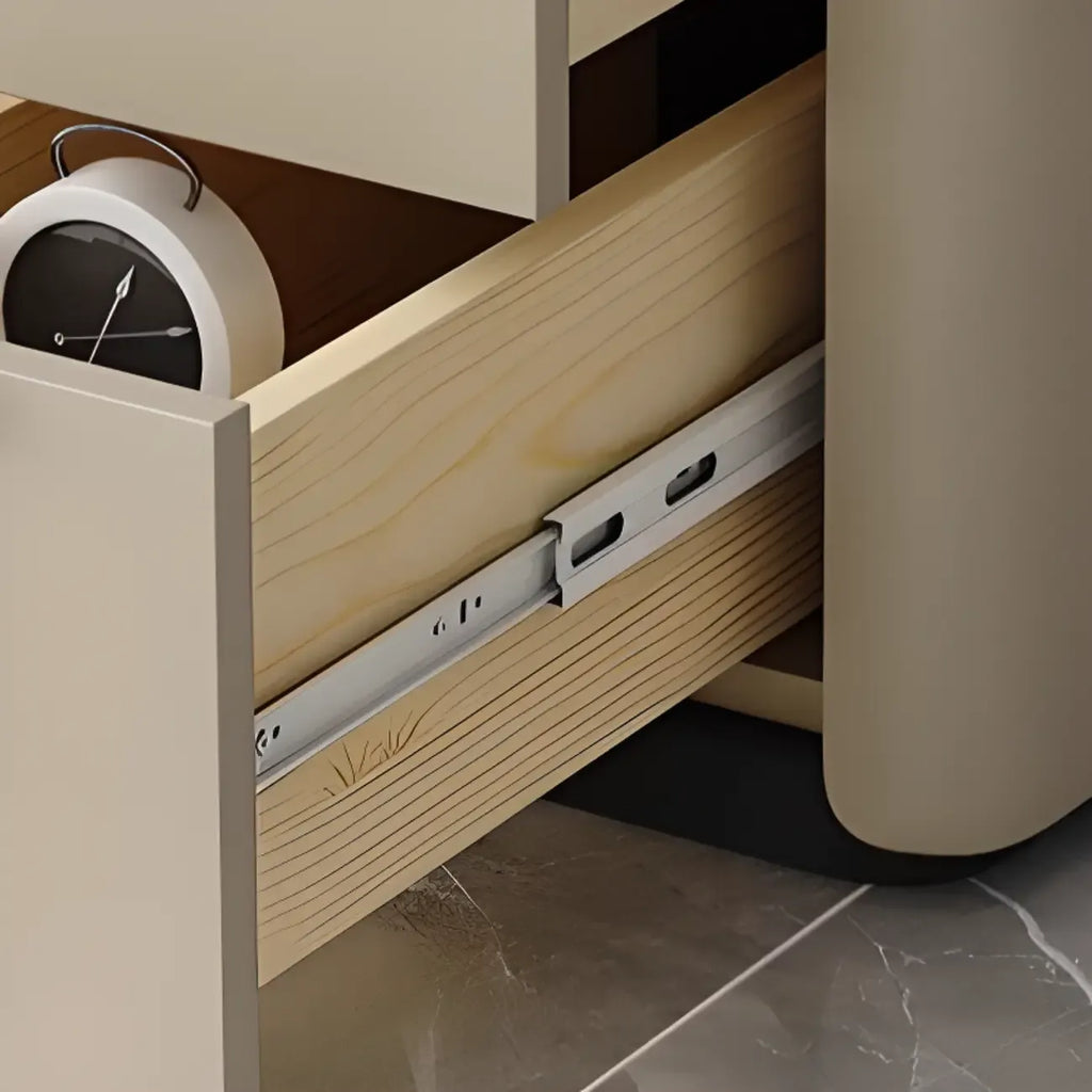 Table d'appoint compacte en bois massif avec plateau en pierre kaki et 2 tiroirs