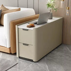 Table d'appoint compacte en bois massif avec plateau en pierre kaki et 2 tiroirs