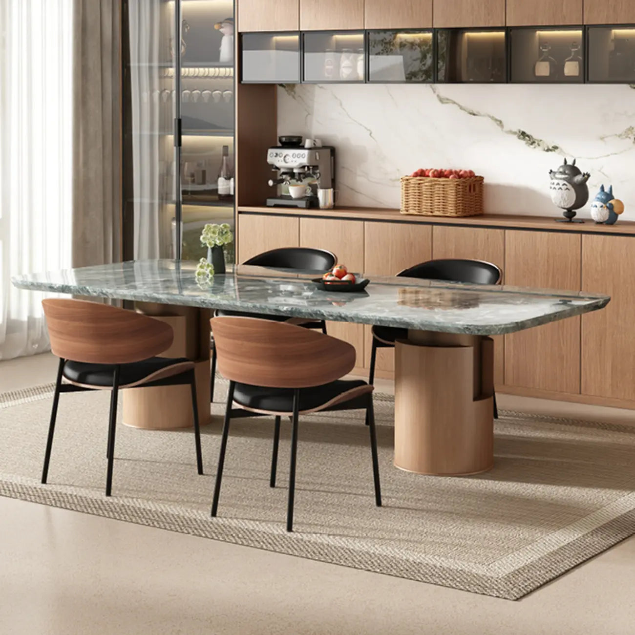Sedia da pranzo bassa in similpelle Art Déco