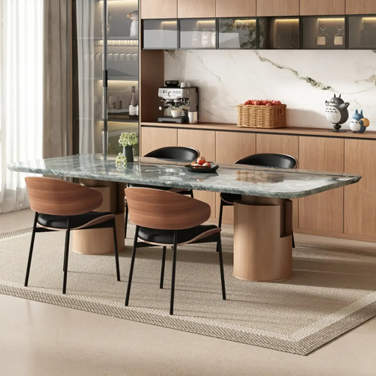 Sedia da pranzo bassa in similpelle Art Déco
