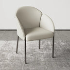 Chaise de salle à manger Art Déco en cuir à dossier bas avec accoudoirs