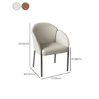 Chaise de salle à manger Art Déco en cuir à dossier bas avec accoudoirs