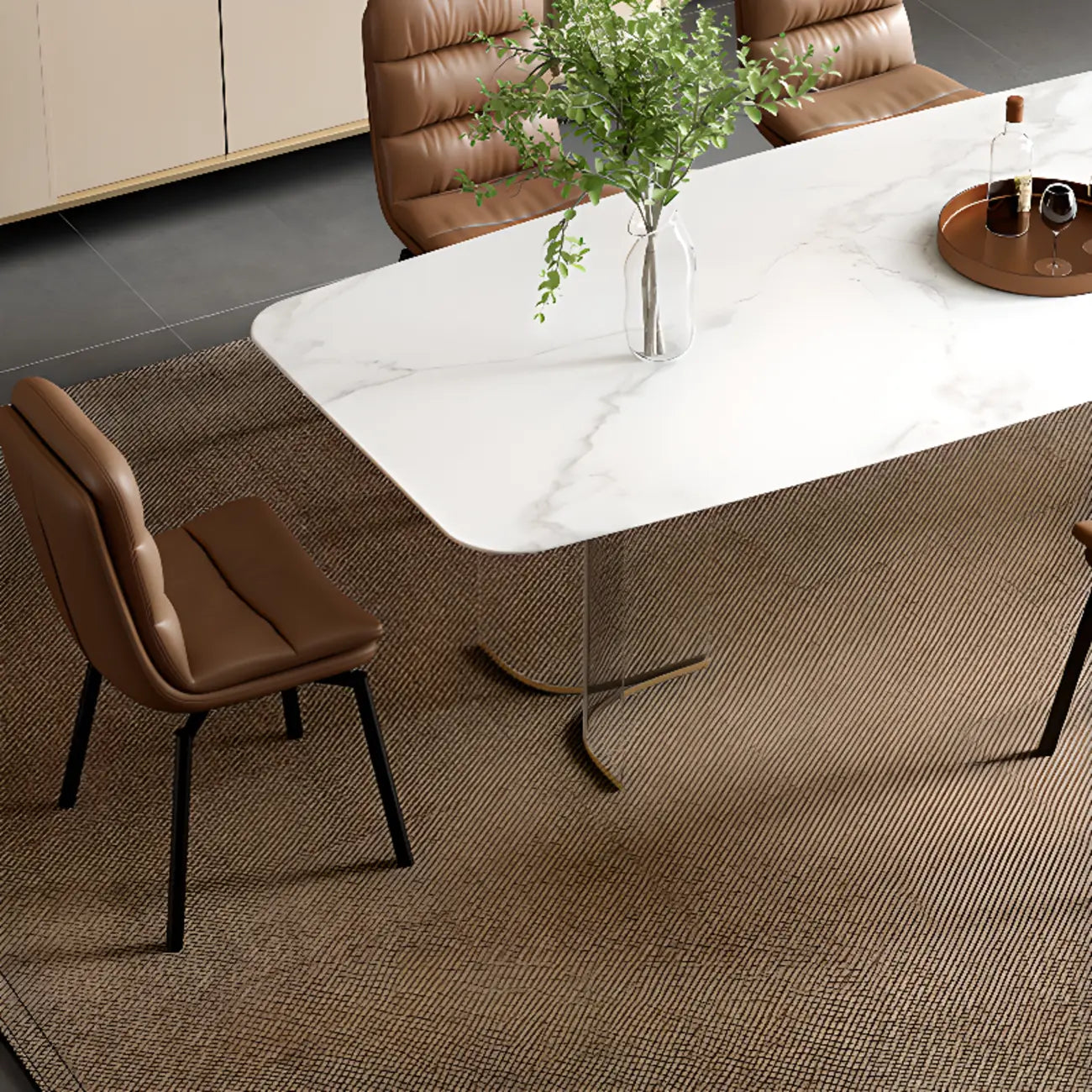 Sedia girevole da pranzo in similpelle Art Déco