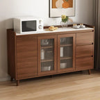 Buffet indépendant en bois de cacao avec plateau en pierre brune et portes