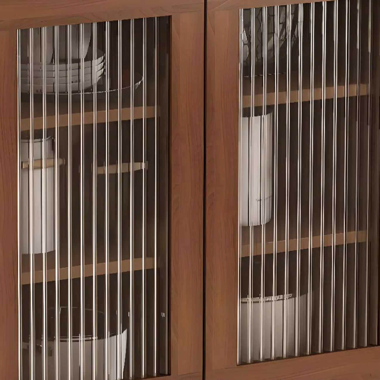 Buffet indépendant en bois de cacao avec plateau en pierre brune et portes