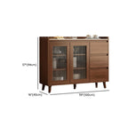 Buffet indépendant en bois de cacao avec plateau en pierre brune et portes