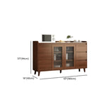 Buffet indépendant en bois de cacao avec plateau en pierre brune et portes