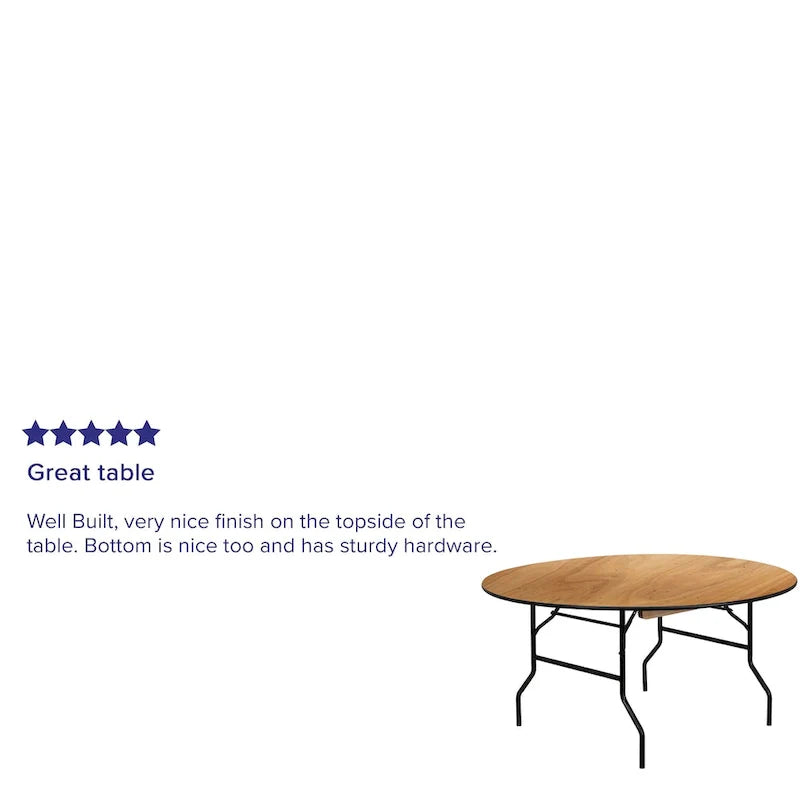 Table de banquet ronde pliante en bois de 60 pouces avec dessus fini