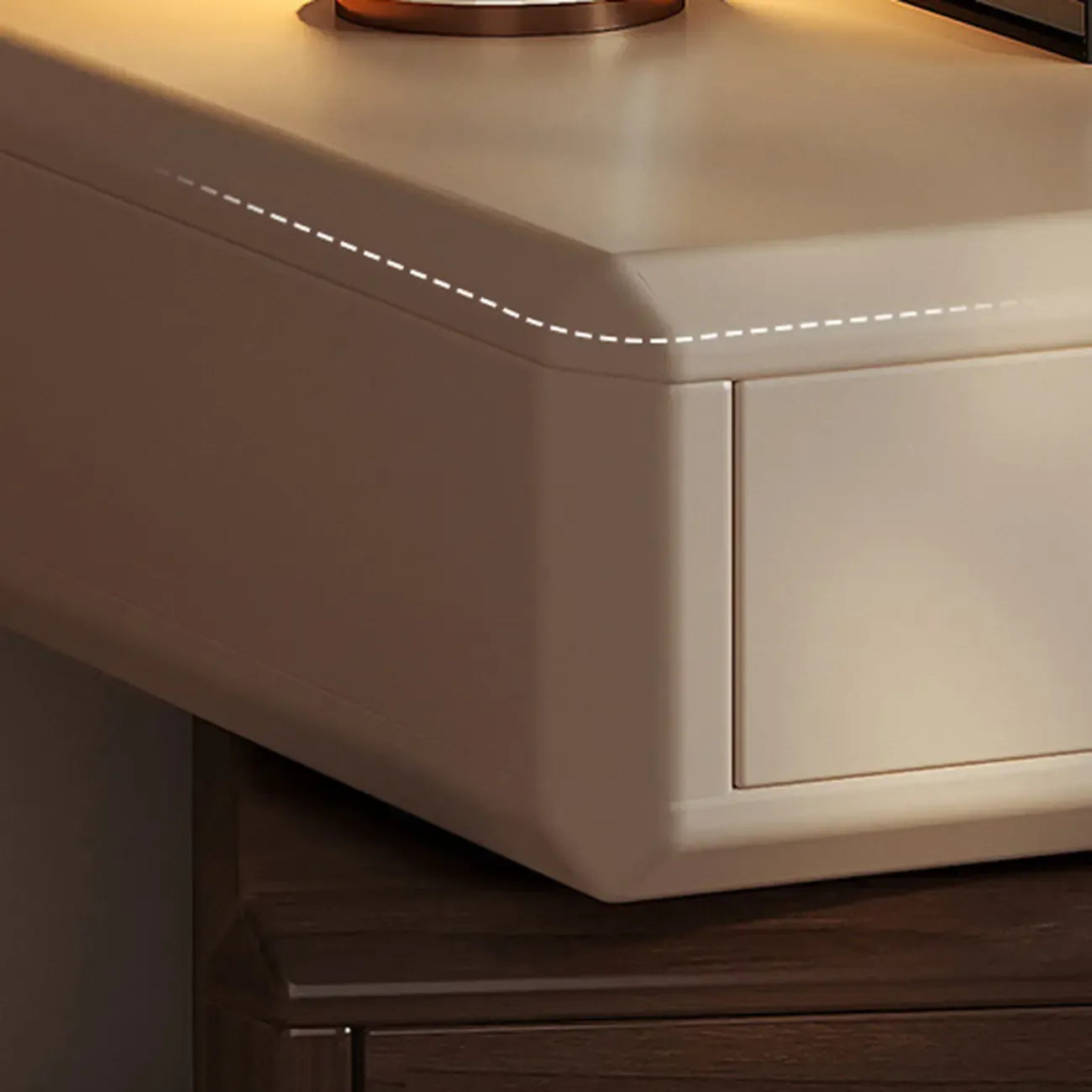 Table de chevet pivotante moderne et créative en bois beige à 3 tiroirs