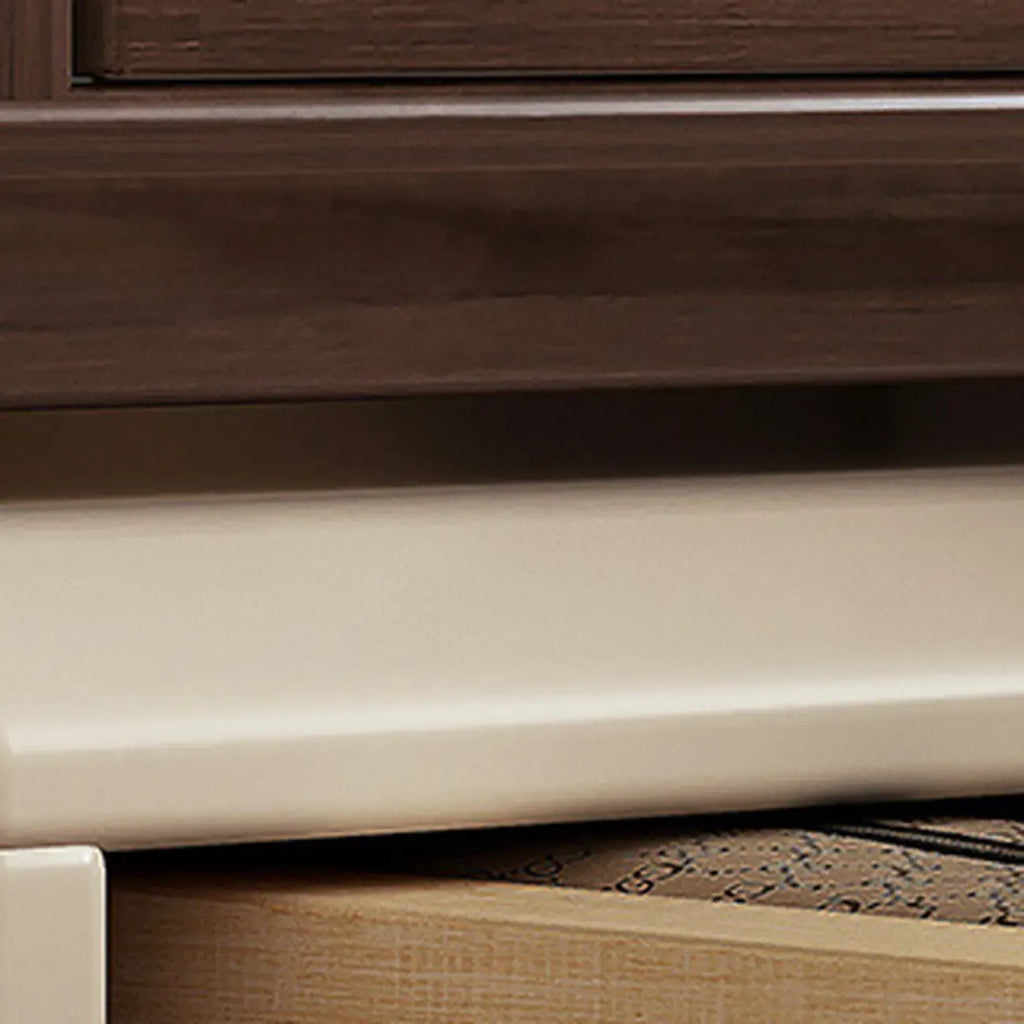 Table de chevet pivotante moderne et créative en bois beige à 3 tiroirs