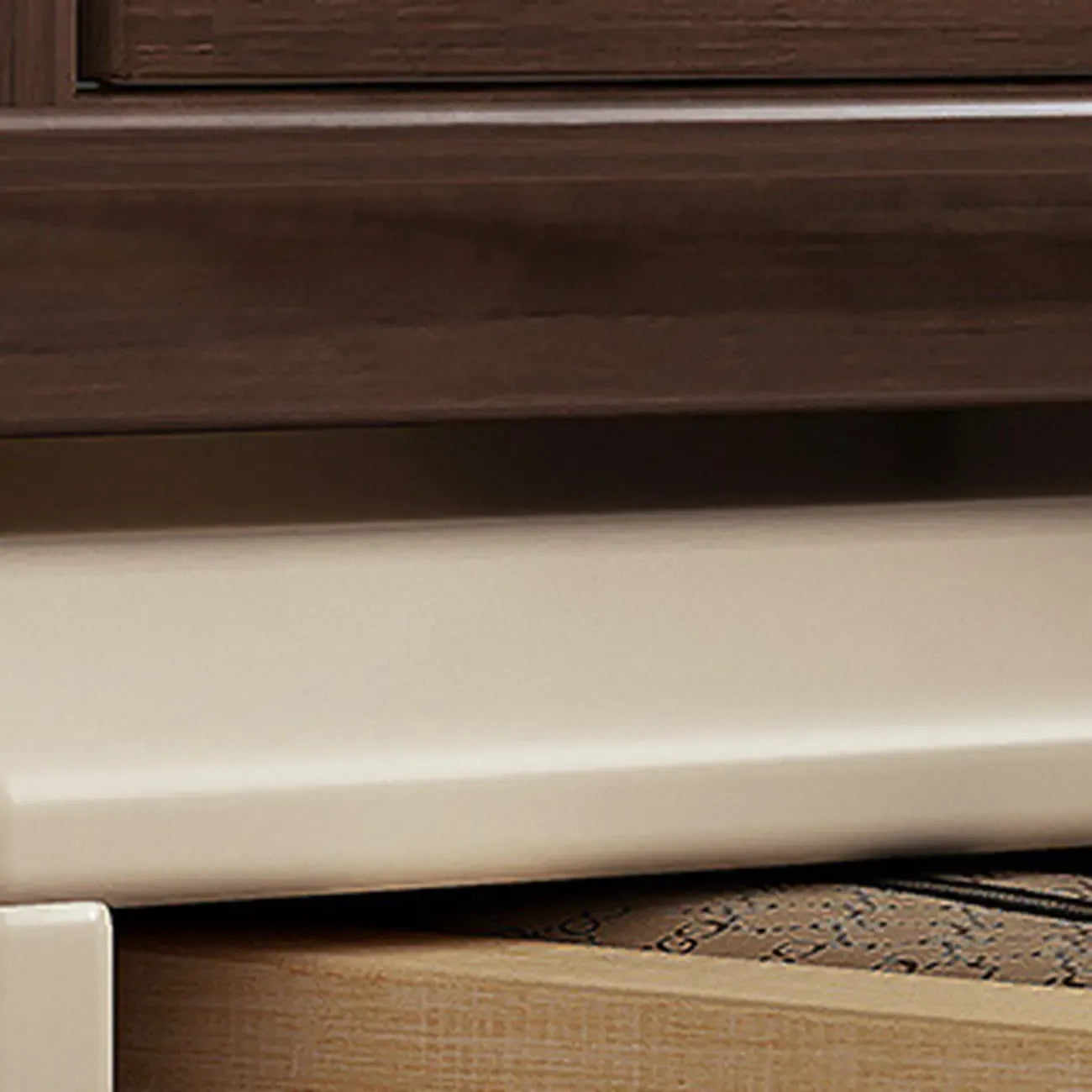 Table de chevet pivotante moderne et créative en bois beige à 3 tiroirs