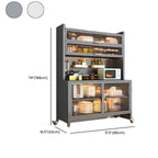 Buffet mobile en métal ouvert avec portes vitrées