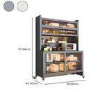 Buffet mobile en métal ouvert avec portes vitrées