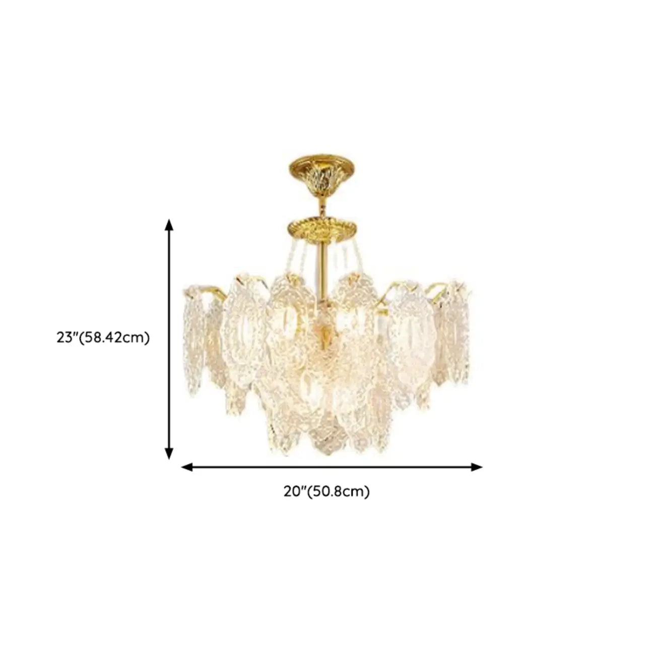 Lustre suspendu rond luxueux en cristal doré et feuilles de feuille