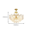 Lustre suspendu rond luxueux en cristal doré et feuilles de feuille