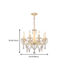Lustre romantique français à 8 lumières en cristal, à intensité variable.