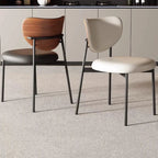Chaises de salle à manger en cuir à dossier incurvé, style moderne du milieu du siècle