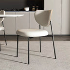 Chaises de salle à manger en cuir à dossier incurvé, style moderne du milieu du siècle