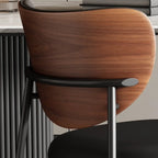 Chaises de salle à manger en cuir à dossier incurvé, style moderne du milieu du siècle