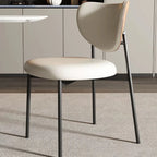 Chaises de salle à manger en cuir à dossier incurvé, style moderne du milieu du siècle
