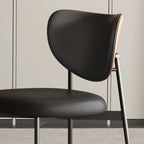Chaises de salle à manger en cuir à dossier incurvé, style moderne du milieu du siècle
