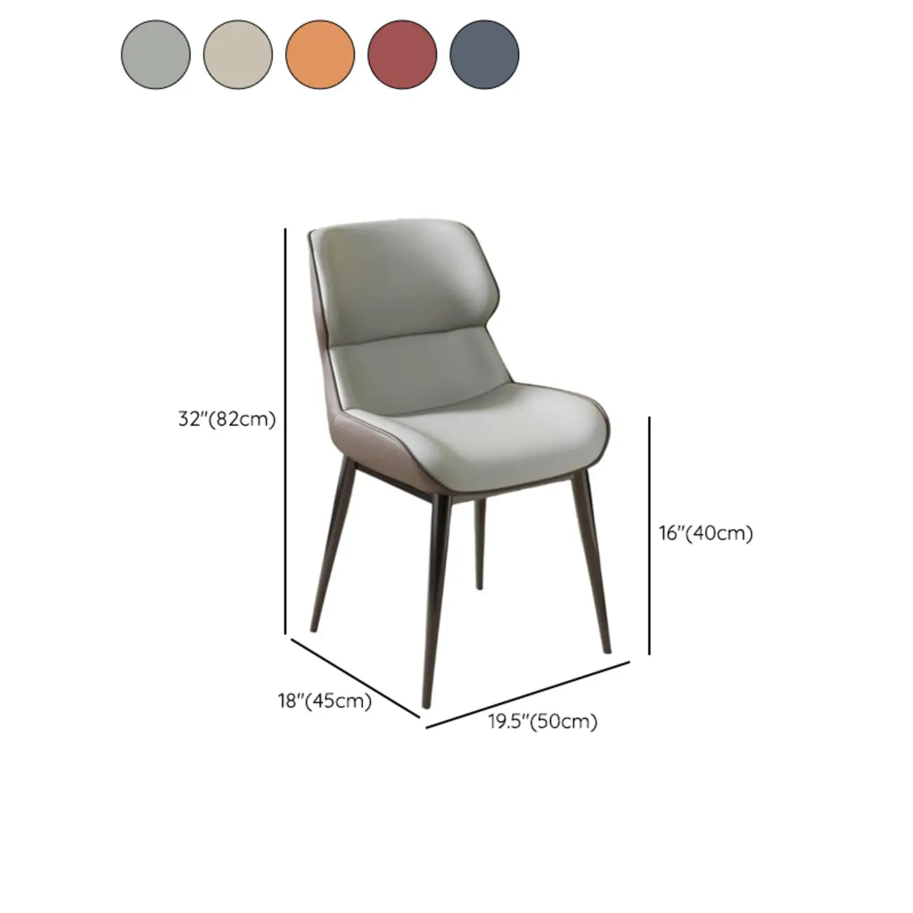 Ensemble de 2 chaises de salle à manger modernes à oreilles en similicuir