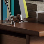 Meuble TV rectangulaire en bois marron à deux niveaux pour salon