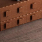 Meuble TV rectangulaire en bois marron à deux niveaux pour salon
