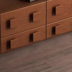Meuble TV rectangulaire en bois marron à deux niveaux pour salon
