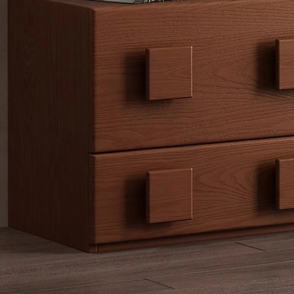 Meuble TV rectangulaire en bois marron à deux niveaux pour salon