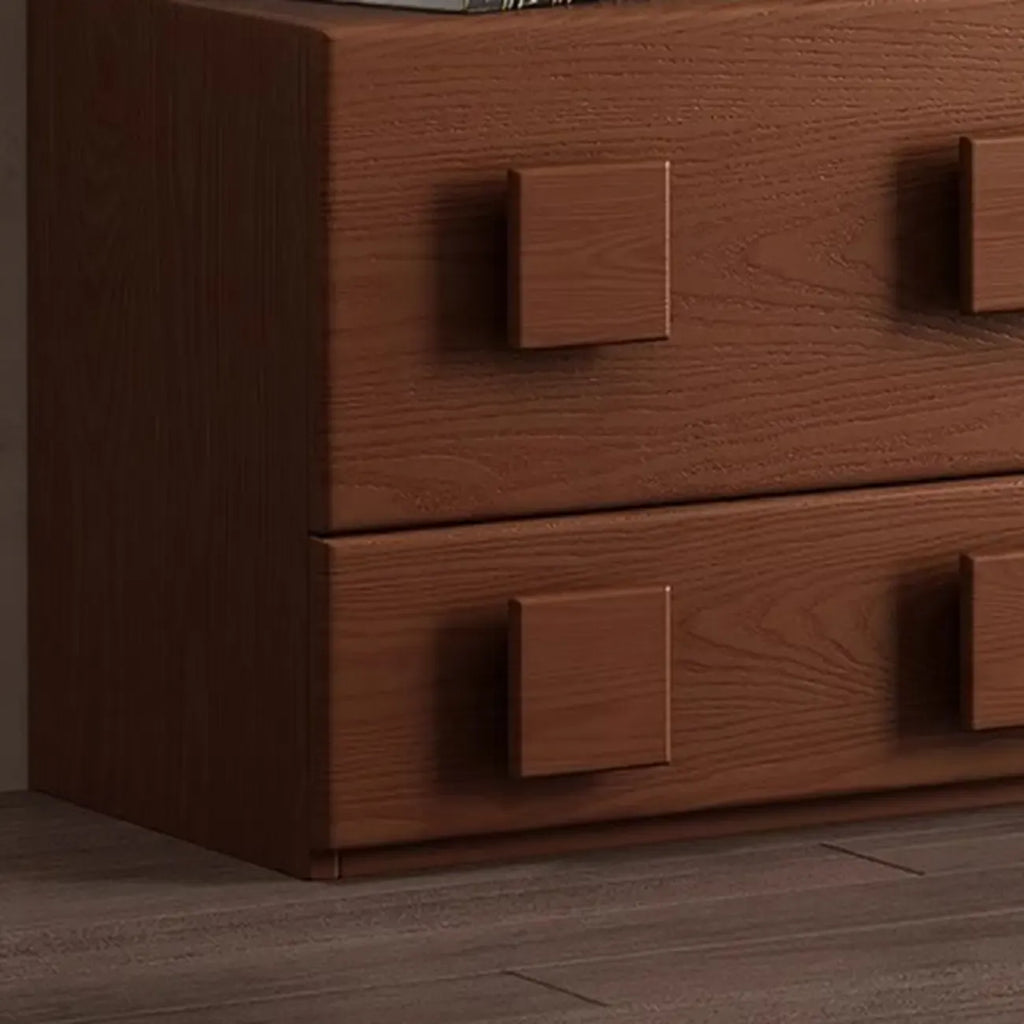 Meuble TV rectangulaire en bois marron à deux niveaux pour salon