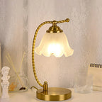 Lampe de chambre enfant en verre dépoli avec LED et fleur dorée