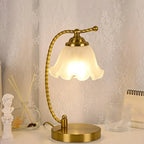 Lampe de chambre enfant en verre dépoli avec LED et fleur dorée