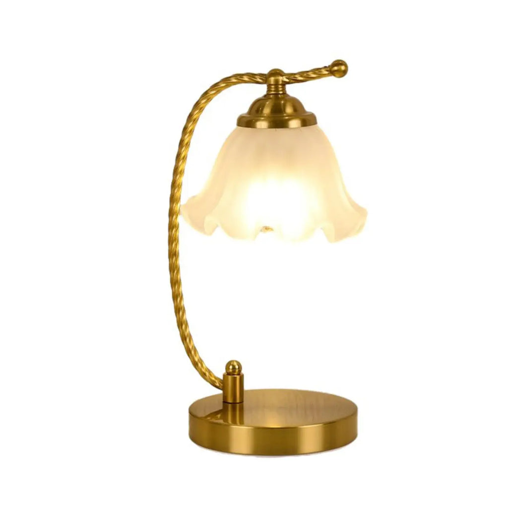Lampe de chambre enfant en verre dépoli avec LED et fleur dorée