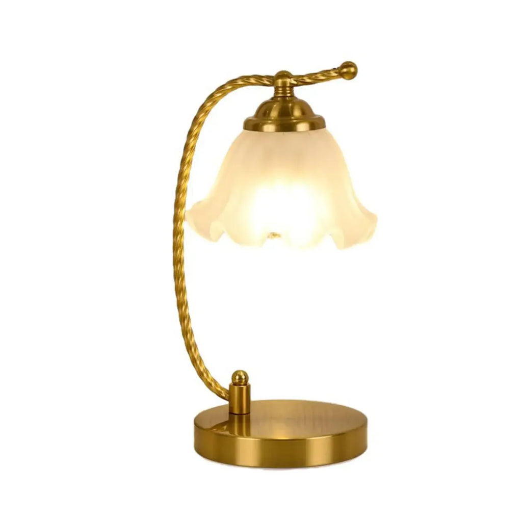 Lampe de chambre enfant en verre dépoli avec LED et fleur dorée