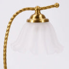 Lampe de chambre enfant en verre dépoli avec LED et fleur dorée