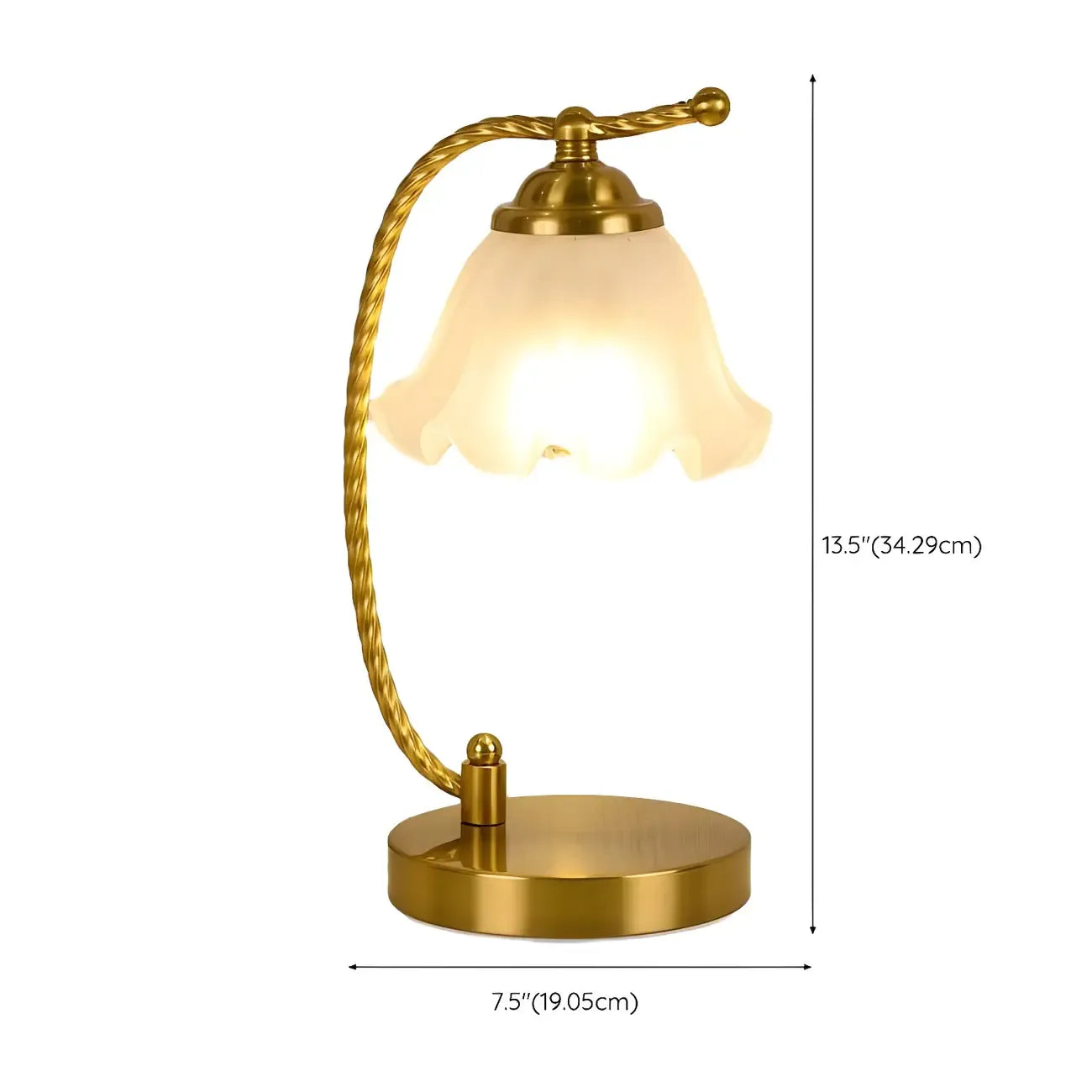 Lampe de chambre enfant en verre dépoli avec LED et fleur dorée
