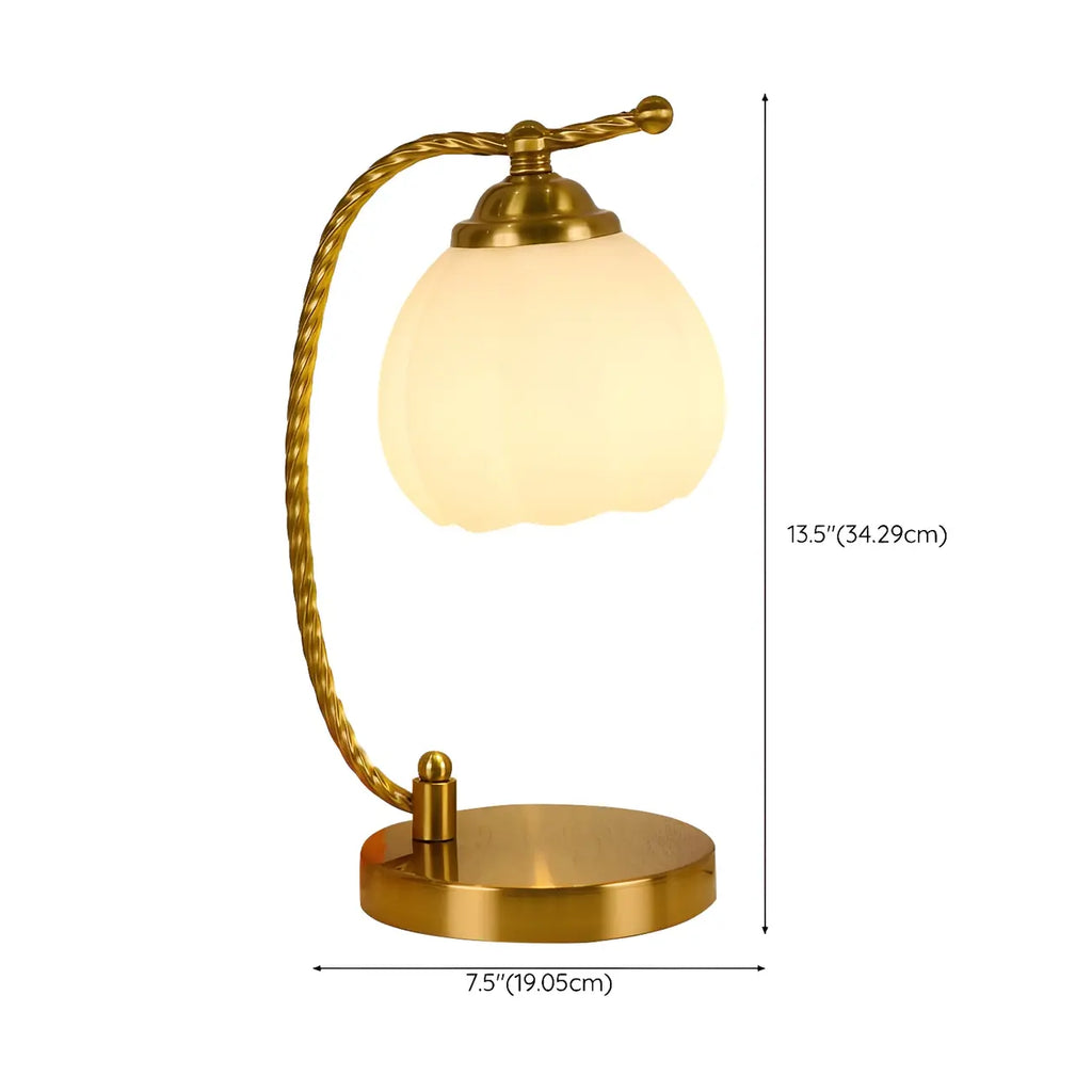 Lampe de chambre enfant en verre dépoli avec LED et fleur dorée