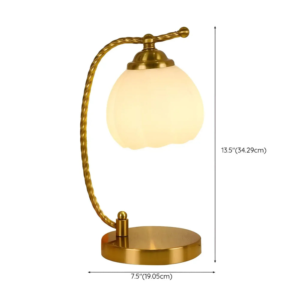 Lampe de chambre enfant en verre dépoli avec LED et fleur dorée