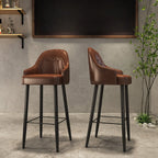 Tabourets de bar en cuir marron selle de style moderne du milieu du siècle