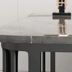 Table basse rectangulaire de luxe dorée à deux niveaux avec plateau en pierre