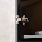 Grand buffet en bois et verre noir à 3 étagères avec éclairage LED