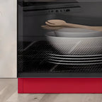 Grand buffet en bois et verre noir à 3 étagères avec éclairage LED